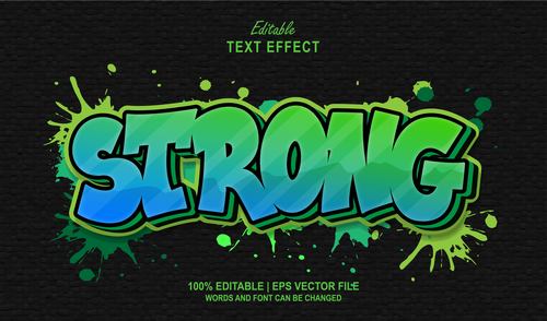 Strong 3d idea editable text effect vector