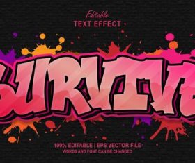 Survive 3d idea editable text effect vector