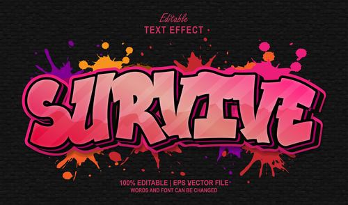 Survive 3d idea editable text effect vector