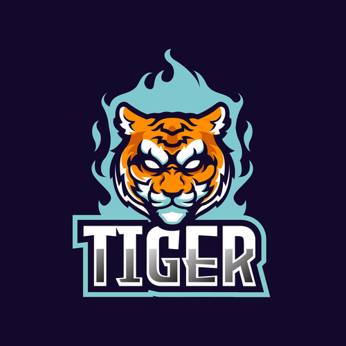 Tiger game logo design vector