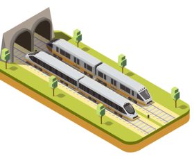 Trains and tunnels vector cartoon