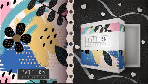 Watercolor pattern and packaging box seamless pattern vector