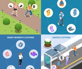 Wearable technology smart clothes isometric vector