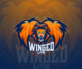 Winged lion logo vector