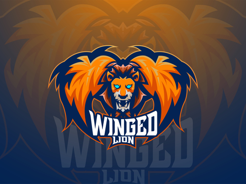 Winged lion logo vector