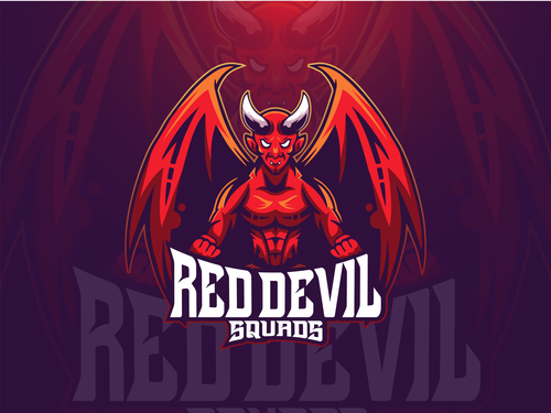 Winged red devils logo vector