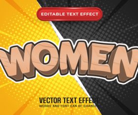 Women editable text effect comic and cartoon style vector