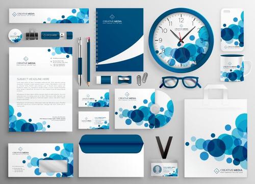 Abstract blue background business stationery vector