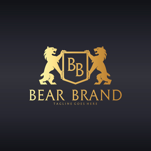 Bear brand logo gold vector