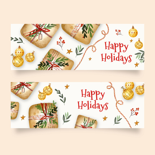 Beautiful holiday card hand drawn banner vector