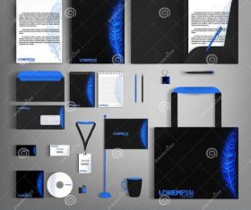 Blue and black corporate identity template vector
