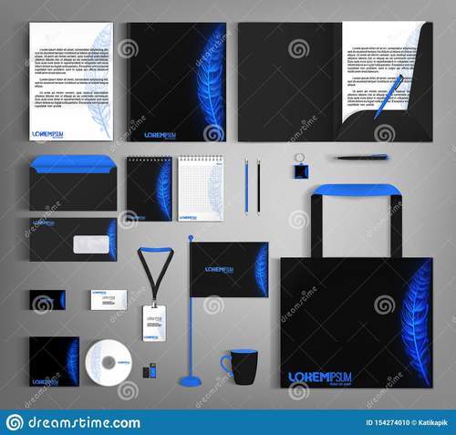 Blue and black corporate identity template vector