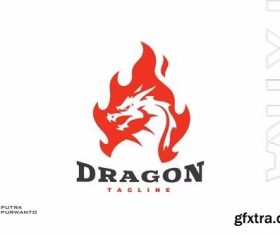 Burning Fire Dragon logo Design vector