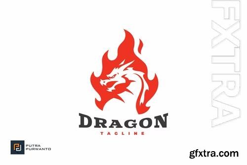 Burning Fire Dragon logo Design vector