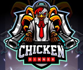 Chicken dinner game logo design vector