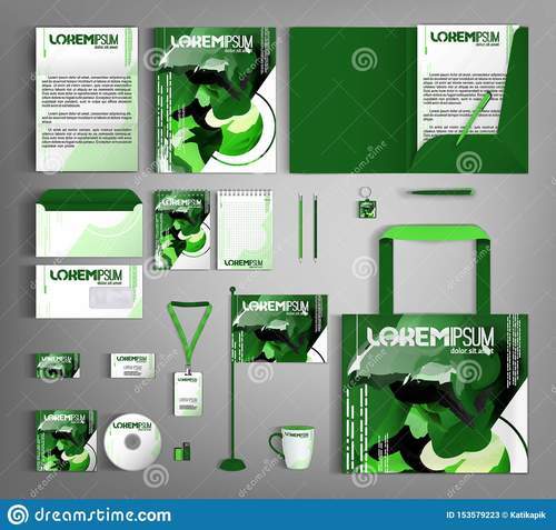 Dark green corporate identity template vector
