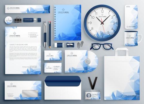 Design blue background business stationery vector