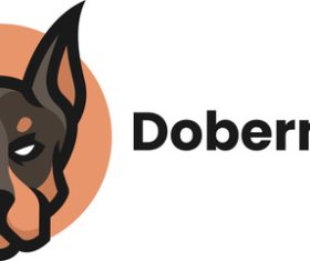 Doberman Simple Mascot Logo vector