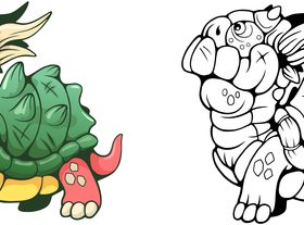 Dragon turtle colouring book vector