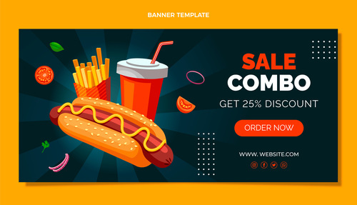Fast food sale combo background vector