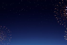 Fireworks banner composition realistic vector