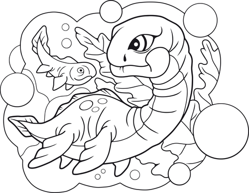 Fish and underwater dragon black and white drawing vector