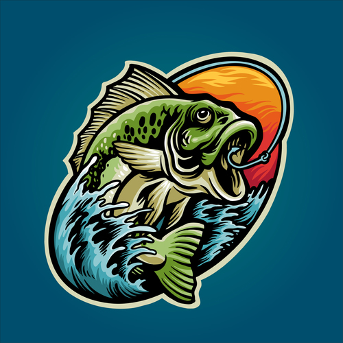 Fishing abstract theme vector