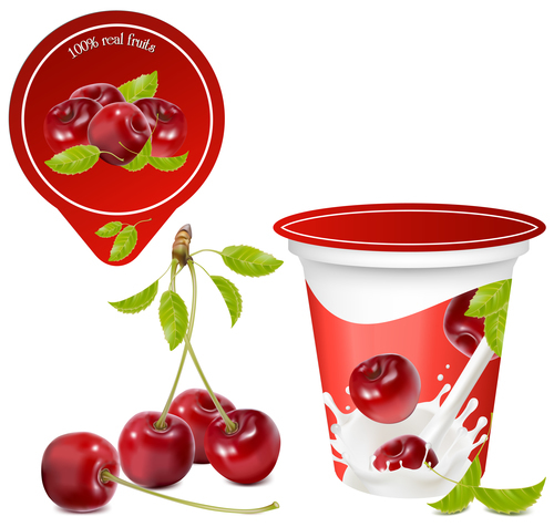 Fruit yogurt vector illustration
