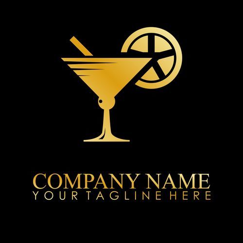 Golden drink glass logo vector