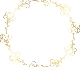 Golden flowers frame vector