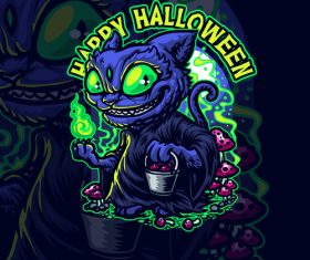 Halloween Cat Illustration Logo template vector