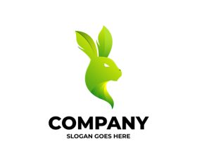 Head Green Rabbit Gradient Animal Logo Design vector