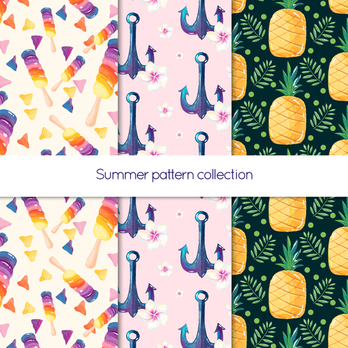 Ice fruit and pineapple seamless pattern vector