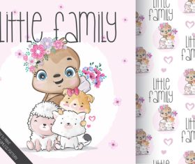 Little family seamless background illustration vector