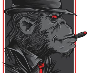 Mafia monkey t-shirt design vector