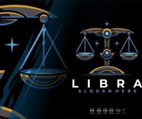 Modern Mecha Robotic Zodiac Libra Logo Design vector