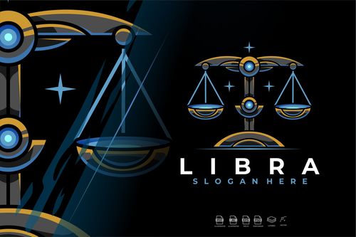 Modern Mecha Robotic Zodiac Libra Logo Design vector