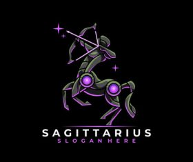 Modern Mecha Robotic Zodiac Sagittarius Logo Icon vector