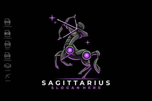 Modern Mecha Robotic Zodiac Sagittarius Logo Icon vector