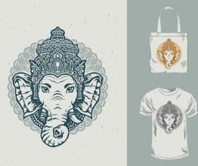 Myth T-shirt and bag design with pattern vector