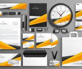 Orange and black background business stationery vector