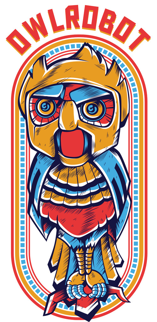 Owl robot t shirt design vector