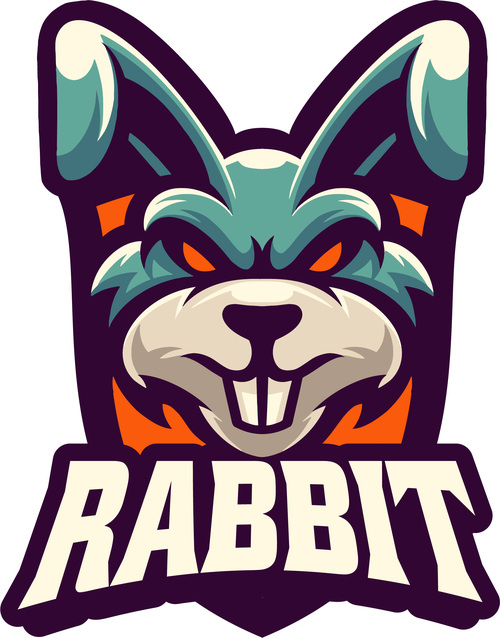 Rabbit Sport and Esport Mascot Character Logo vector