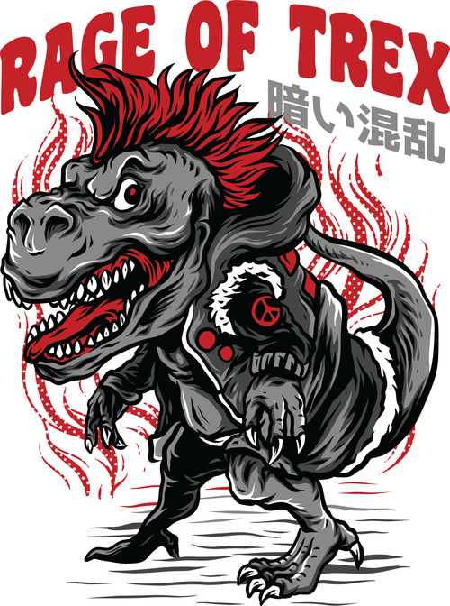 Rage of t rex t-shirt design vector