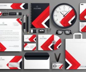Red and black background business stationery vector