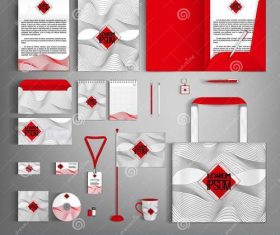 Red and white corporate identity template vector