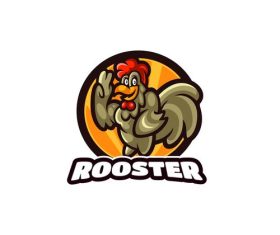 Rooster Cartoon Character Logo Template vector