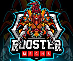Rooster mecha logo design vector