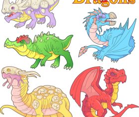 Set of vector images dragons