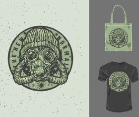 T-shirt and bag design with pattern vector